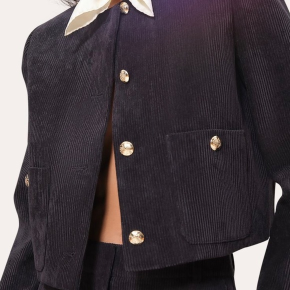 Vintage I Magnin Velvet Crop Blazer Jacket shoulder pads size 4 - Picture 10 of 11